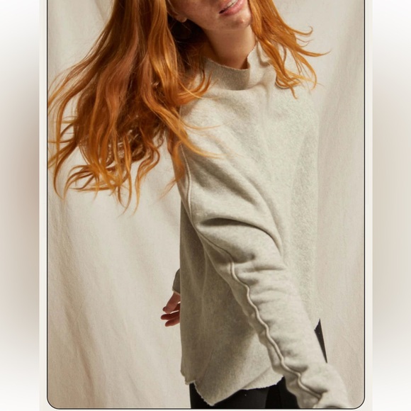 PerfectWhiteTee Morrison Mock Neck Sweatshirt in Heather Grey - Picture 2 of 4